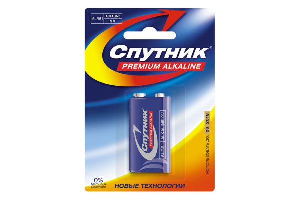 Батарейка Спутник Premium Alkaline 6LR61