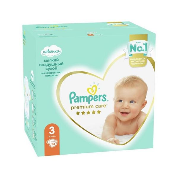 Подгузники Pampers Premium Care 3 6 - 10 кг, размер 3, 114 шт.